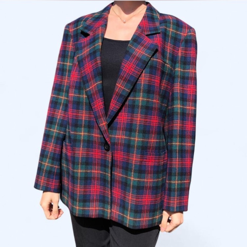 Pendleton Plaid Women's Blazer - Red and Green